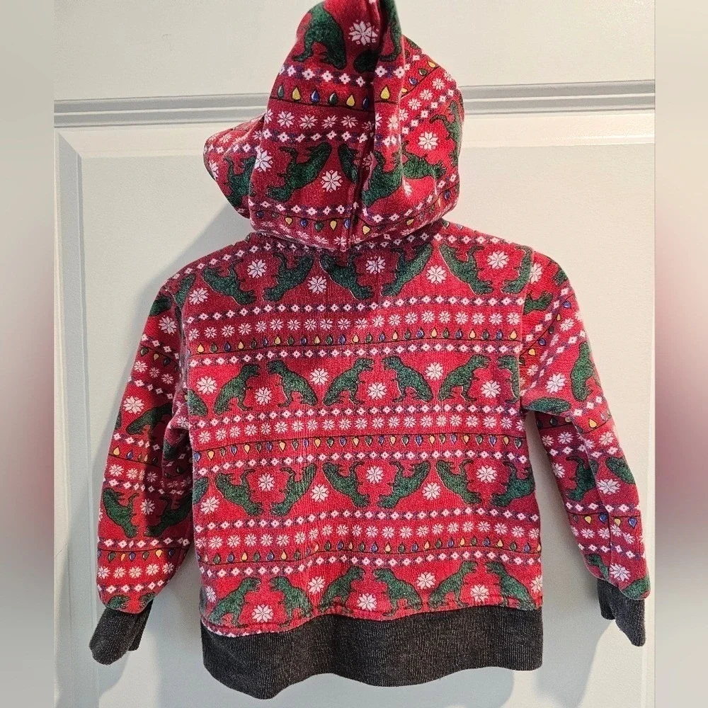 Kid's‎ sz2T Dinosaur Christmas Lights Snowflake Hoodie Pants Set Holiday
